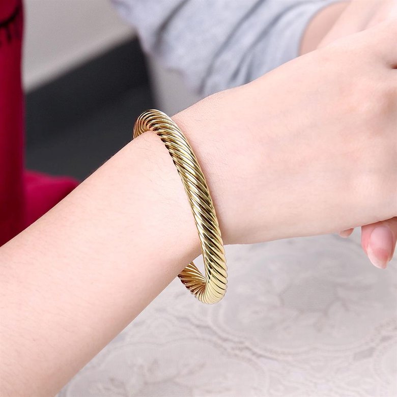 Wholesale Trendy 24K Gold Round Bangle&Cuff TGGPBL125 4