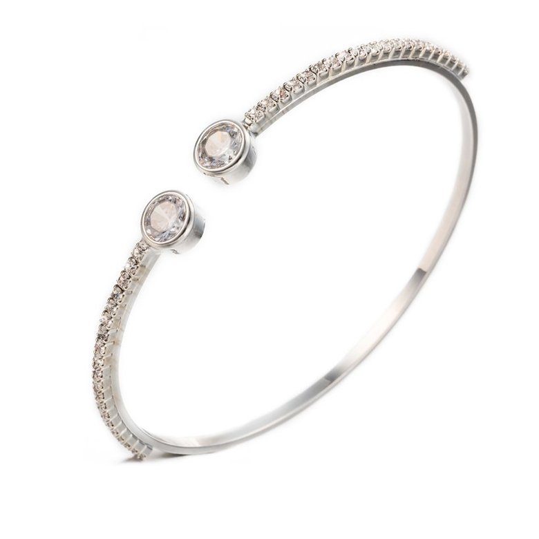 Wholesale Trendy Imitation Rhodium Round Clear CZ Bangle&Cuff TGGPBL139 1