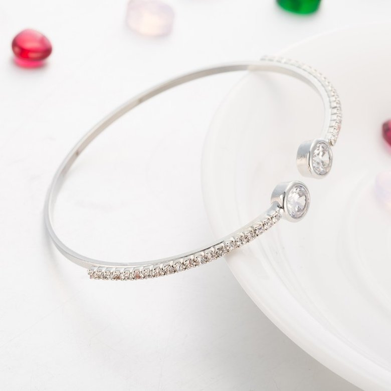 Wholesale Trendy Imitation Rhodium Round Clear CZ Bangle&Cuff TGGPBL139 3