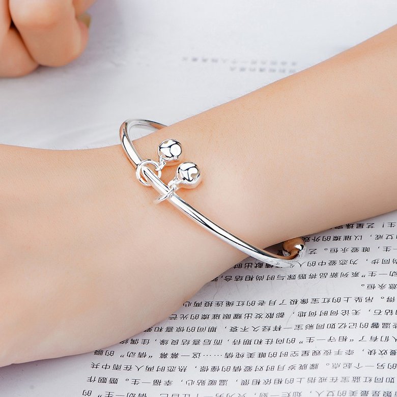 Wholesale Fashion Hand Bells Open Silver Bangle & Cuff TGSPBL152 2