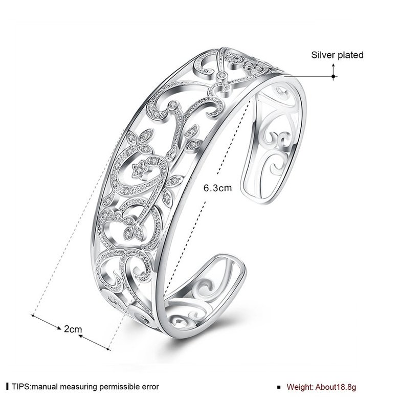 Wholesale Classic Silver Plant CZ Bangle&Cuff TGSPBL025 0