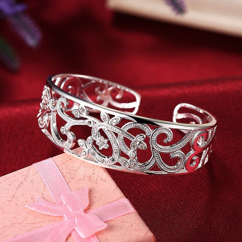 Wholesale Classic Silver Plant CZ Bangle&Cuff TGSPBL025 2