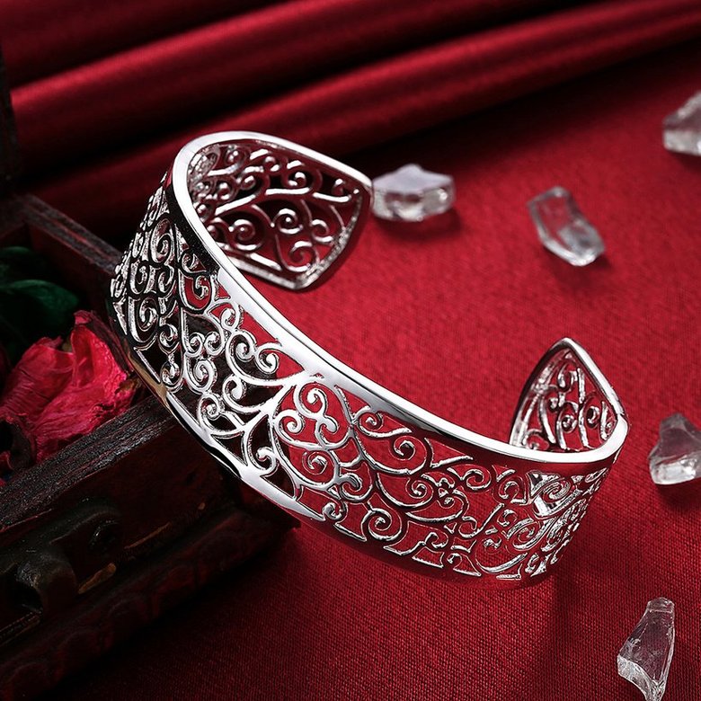 Wholesale Classic Silver Plant Bangle&Cuff TGSPBL027 1