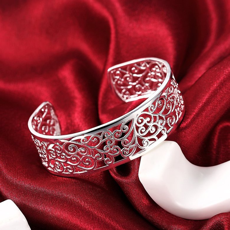 Wholesale Classic Silver Plant Bangle&Cuff TGSPBL027 2