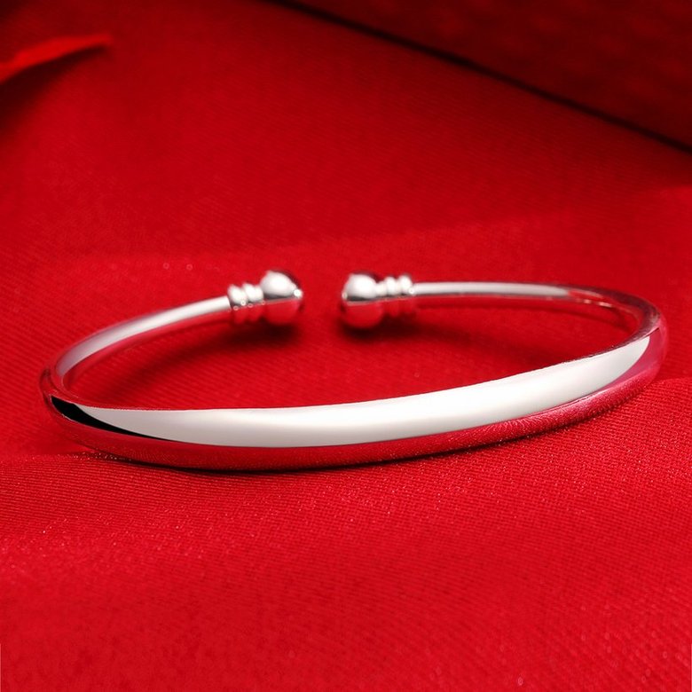 Wholesale Fashion Silver Round Shiny Side Bangle Free Shipping TGSPBL160 2