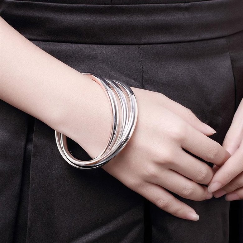 Wholesale Trendy Silver Round Bangle&Cuff TGSPBL060 4