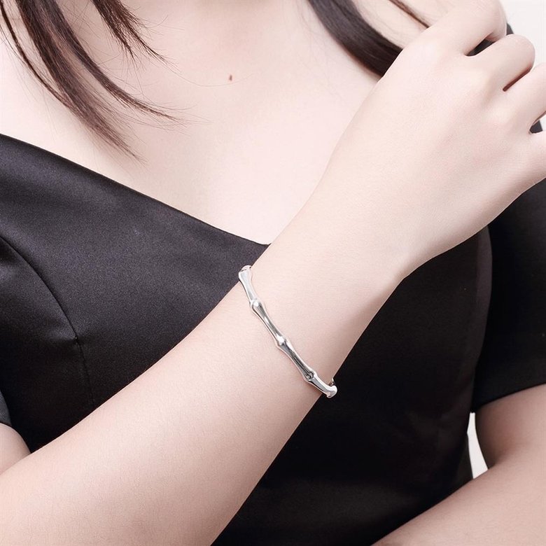 Wholesale Classic Silver Plant Bangle&Cuff TGSPBL078 4