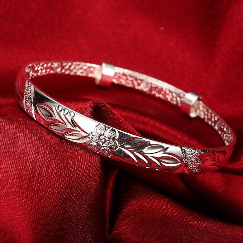 Wholesale Classic Silver Plant Bangle&Cuff TGSPBL120 3