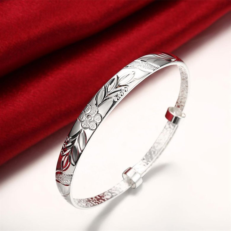 Wholesale Classic Silver Plant Bangle&Cuff TGSPBL120 4