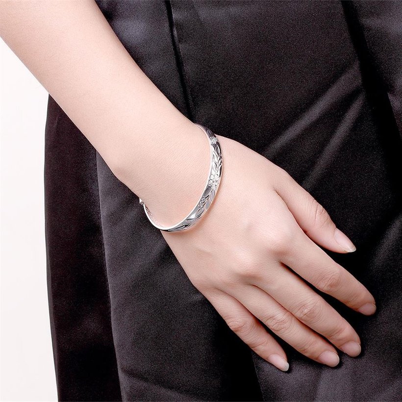 Wholesale Classic Silver Plant Bangle&Cuff TGSPBL120 5