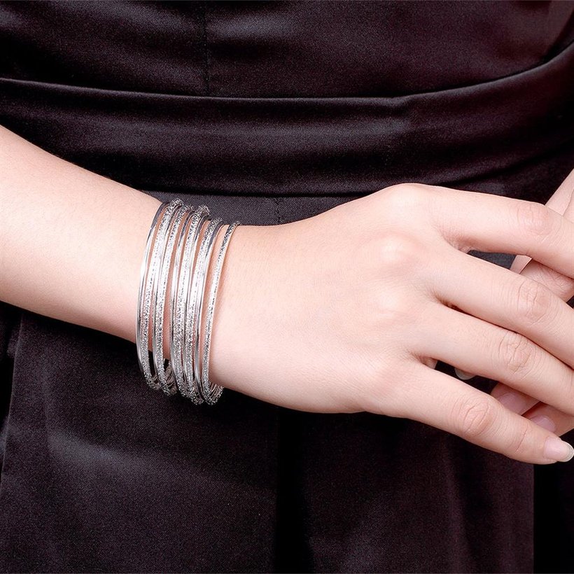 Wholesale Classic Silver Round Bangle&Cuff TGSPBL128 5