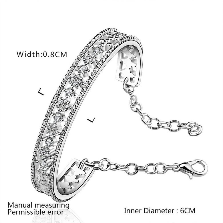 Wholesale Romantic Silver Plant CZ Bangle TGSPBL001 0