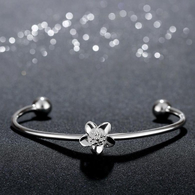 Wholesale Classic Silver Plant Bangle&Cuff TGSPBL150 2