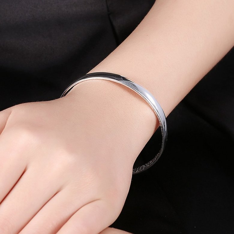 Wholesale Trendy Silver Round White Bangle&Cuff TGSPBL048 4