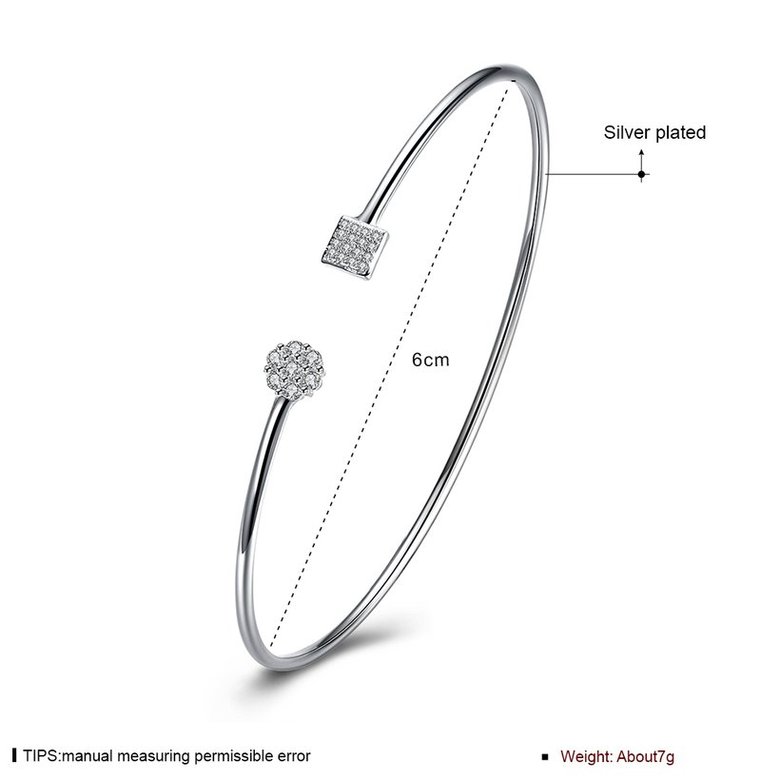 Wholesale Trendy Silver Round White CZ Bangle&Cuff TGSPBL056 0