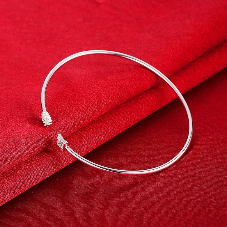 Wholesale Trendy Silver Round White CZ Bangle&Cuff TGSPBL056 3