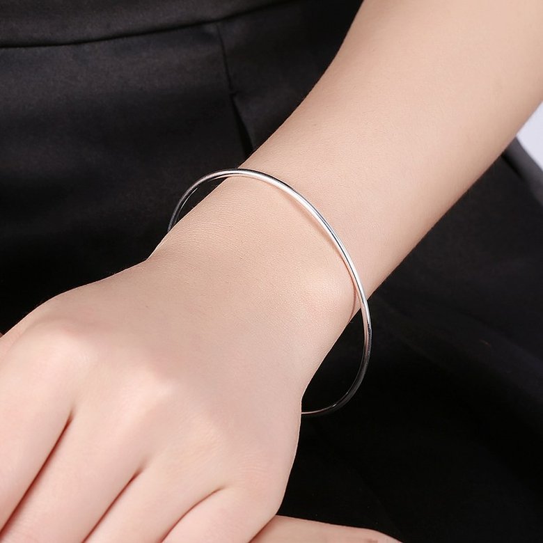 Wholesale Trendy Silver Round White CZ Bangle&Cuff TGSPBL056 4