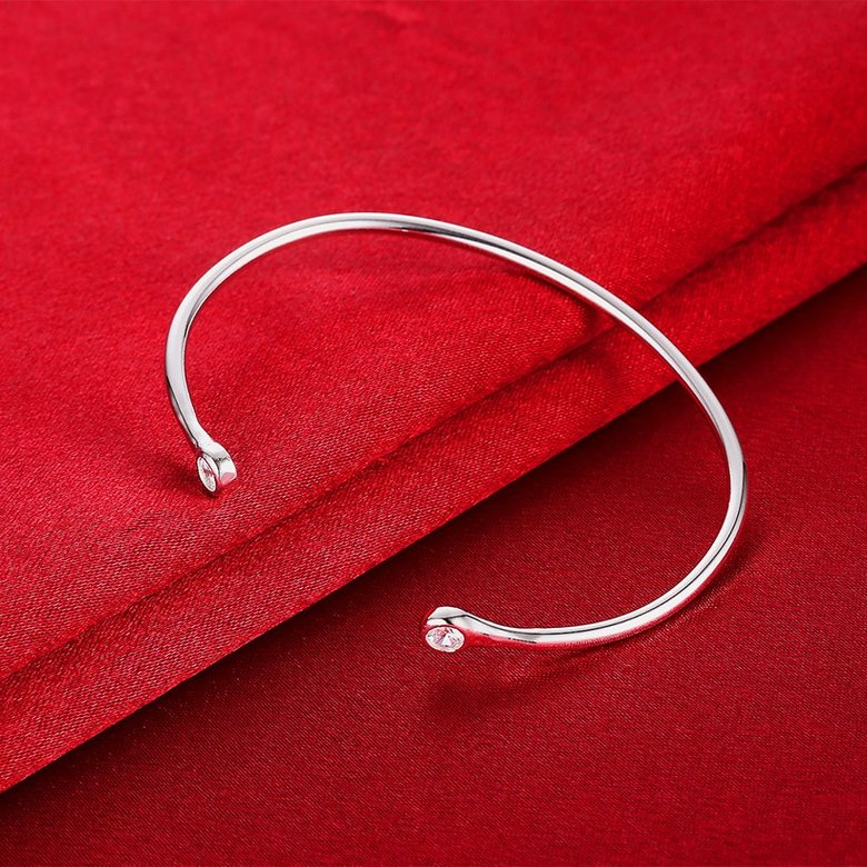 Wholesale Trendy Silver Round White CZ Bangle&Cuff TGSPBL058 3