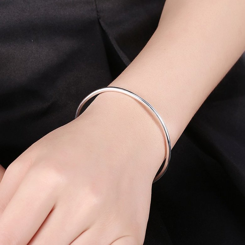 Wholesale Trendy Silver Round White CZ Bangle&Cuff TGSPBL058 4