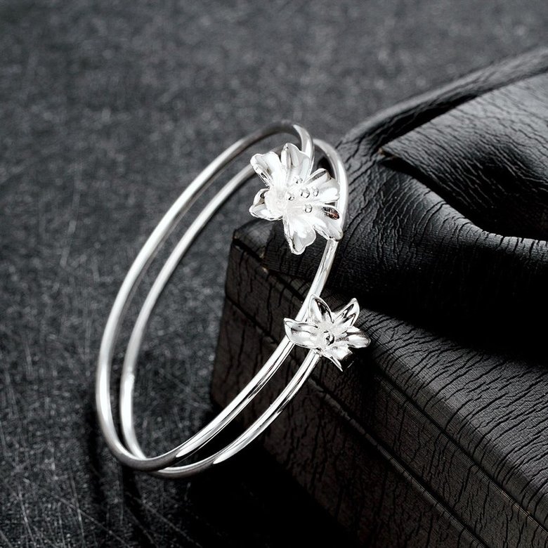 Wholesale Romantic Silver Plant Bangle&Cuff TGSSBL003 0