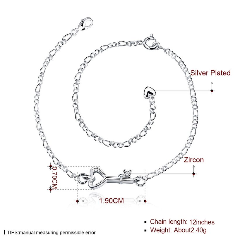 Wholesale Romantic Silver Key Anklets TGAKL023 1