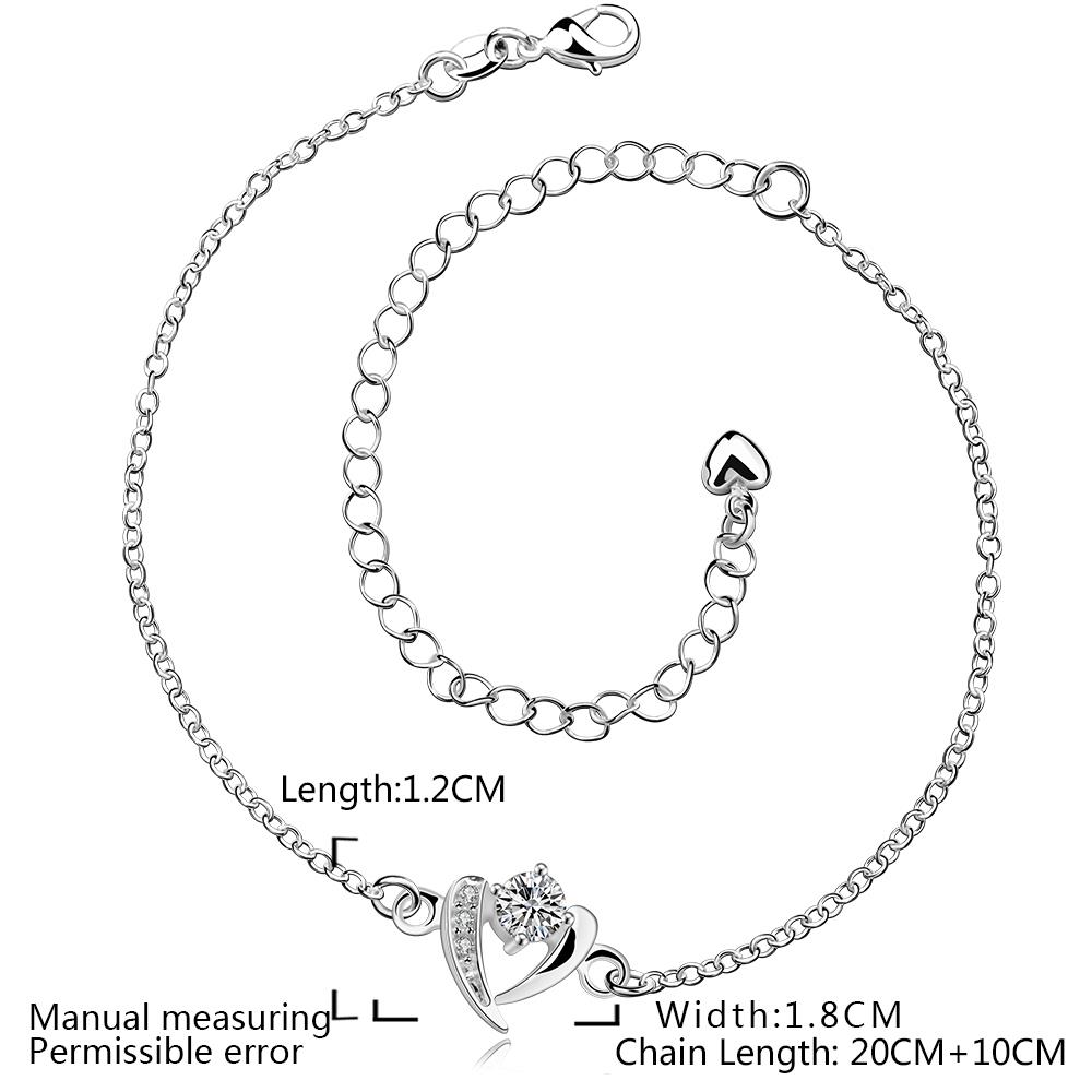 Wholesale Romantic Silver Heart CZ Anklets TGAKL029 0