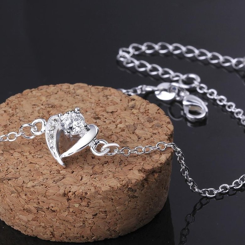 Wholesale Romantic Silver Heart CZ Anklets TGAKL029 2