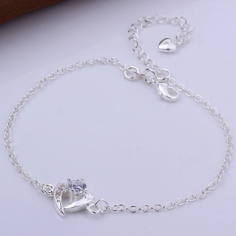 Wholesale Romantic Silver Heart CZ Anklets TGAKL029 3