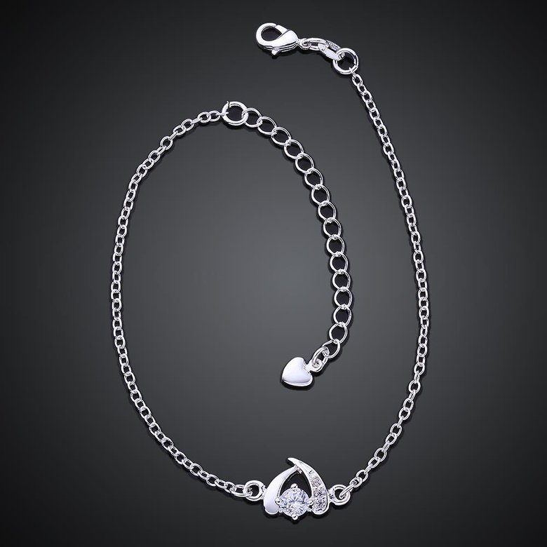 Wholesale Romantic Silver Heart CZ Anklets TGAKL029 4