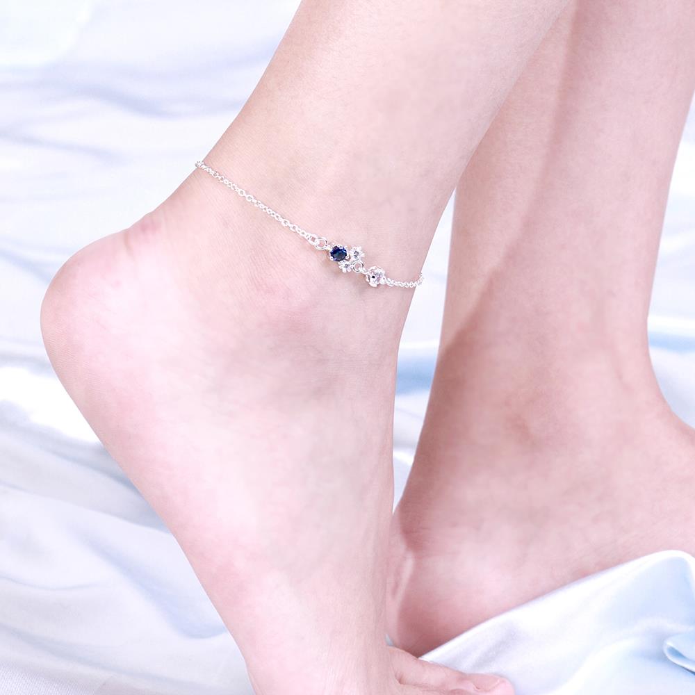 Wholesale Romantic Silver Water Drop Stone Anklets TGAKL063 4