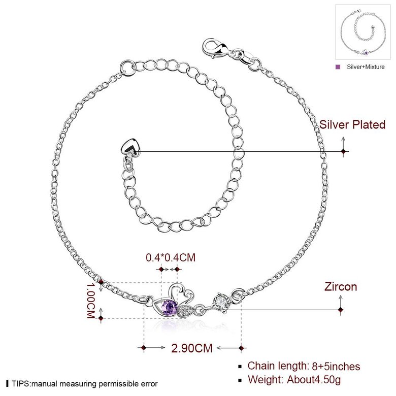 Wholesale Classic Silver Animal Stone Anklets TGAKL068 2