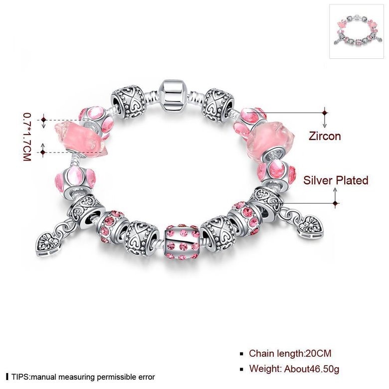 Wholesale Romantic Silver Heart Rhinestone Bracelet TGBB018 0