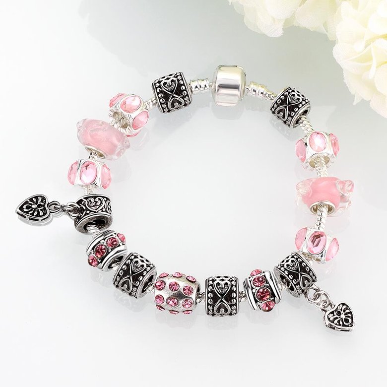 Wholesale Romantic Silver Heart Rhinestone Bracelet TGBB018 1