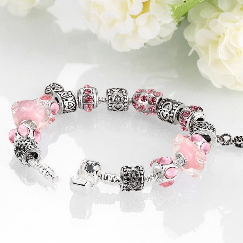 Wholesale Romantic Silver Heart Rhinestone Bracelet TGBB018 3