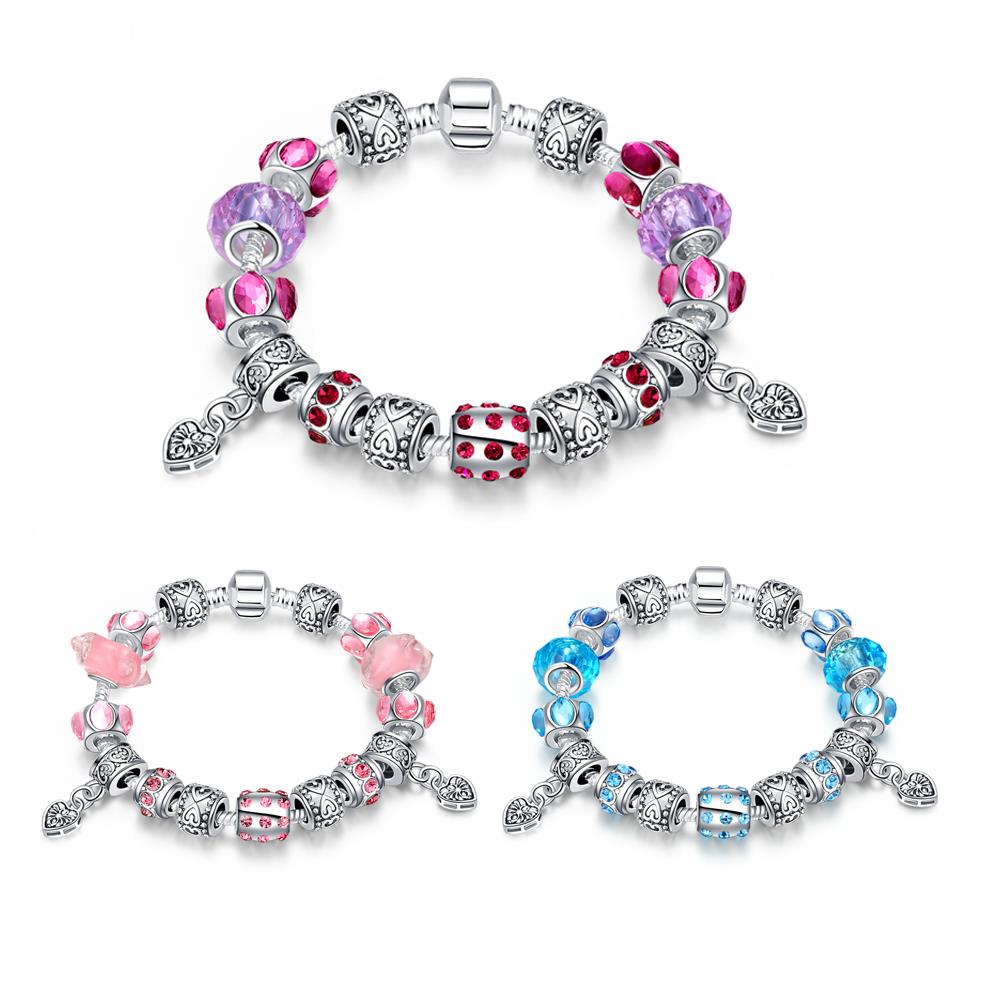 Wholesale Romantic Silver Heart Rhinestone Bracelet TGBB018 6