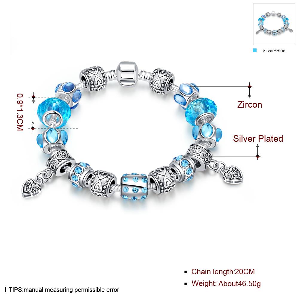 Wholesale Romantic Silver Heart Rhinestone Bracelet TGBB018 7