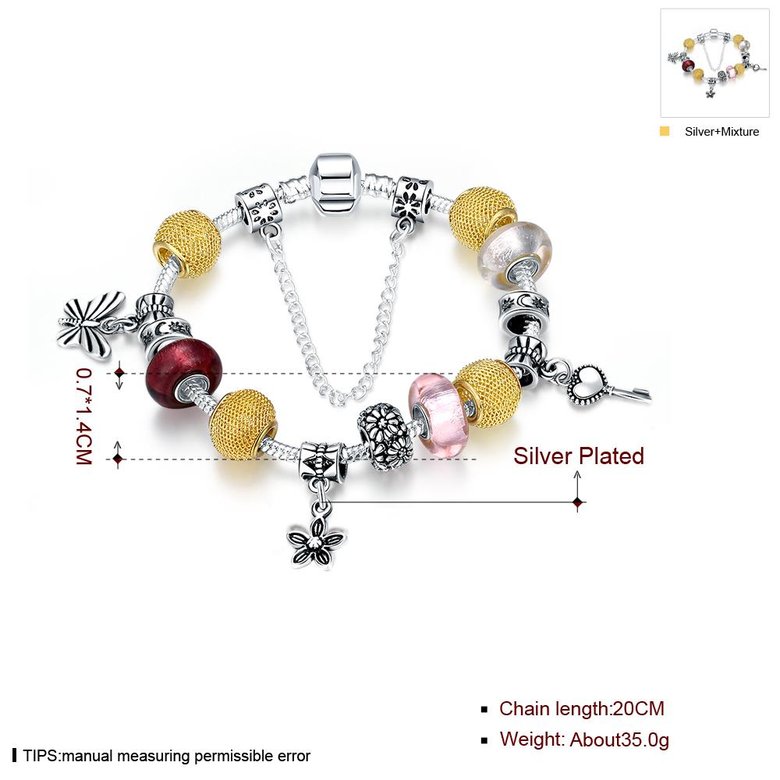 Wholesale Romantic Silver Key Glass Bracelet TGBB020 0