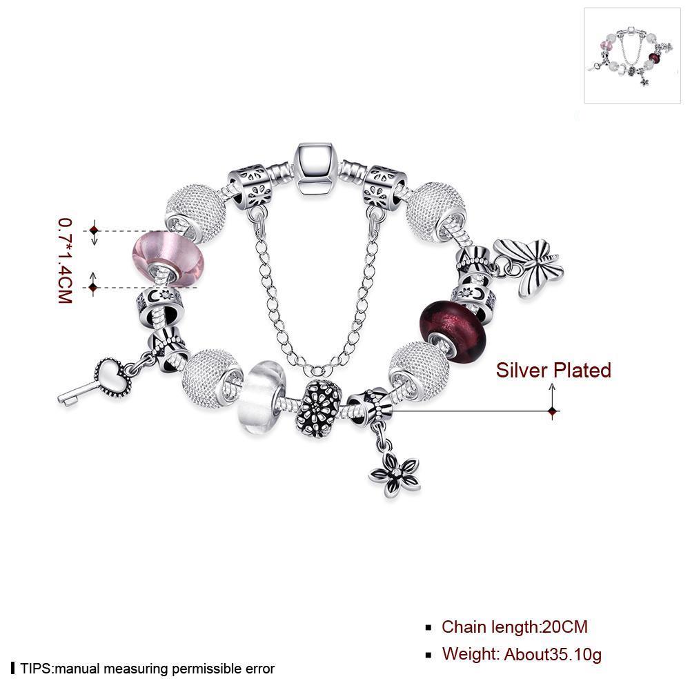 Wholesale Romantic Silver Key Glass Bracelet TGBB020 1