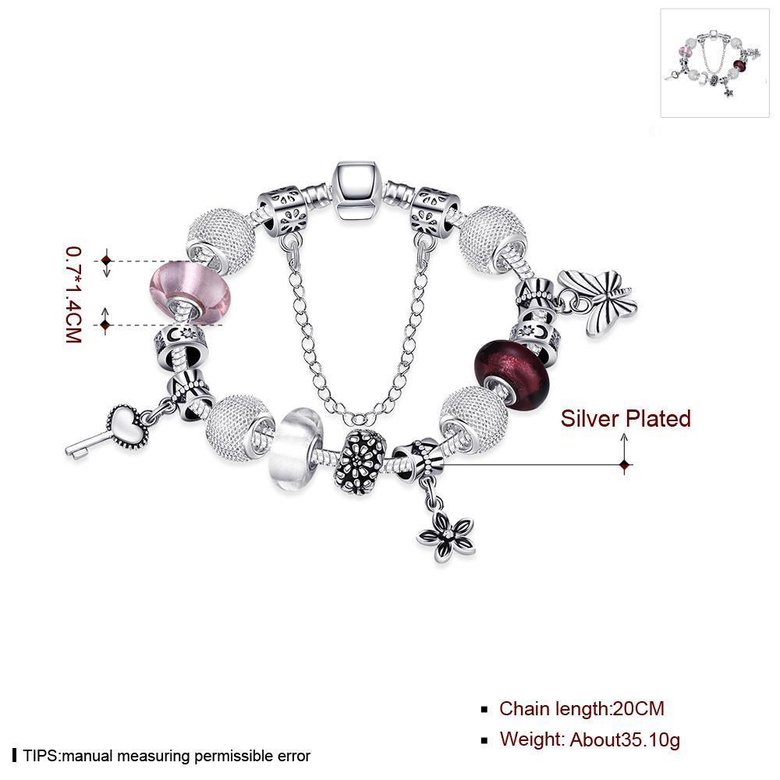 Wholesale Romantic Silver Key Glass Bracelet TGBB020 1