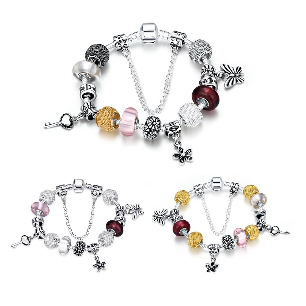 Wholesale Romantic Silver Key Glass Bracelet TGBB020 7