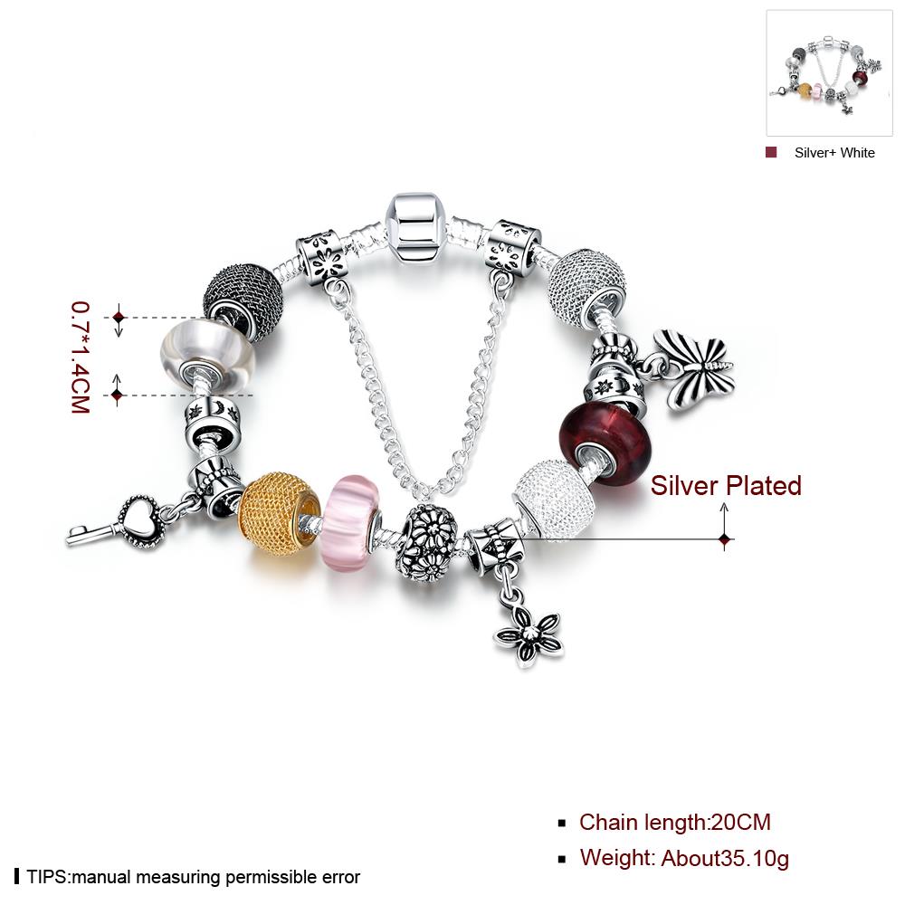 Wholesale Romantic Silver Key Glass Bracelet TGBB020 8