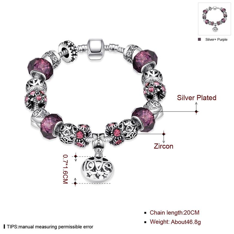 Wholesale Vintage Silver Round Rhinestone Bracelet TGBB002 1