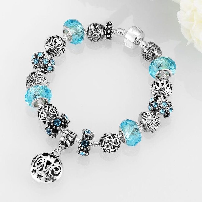 Wholesale Vintage Silver Round Rhinestone Bracelet TGBB002 2