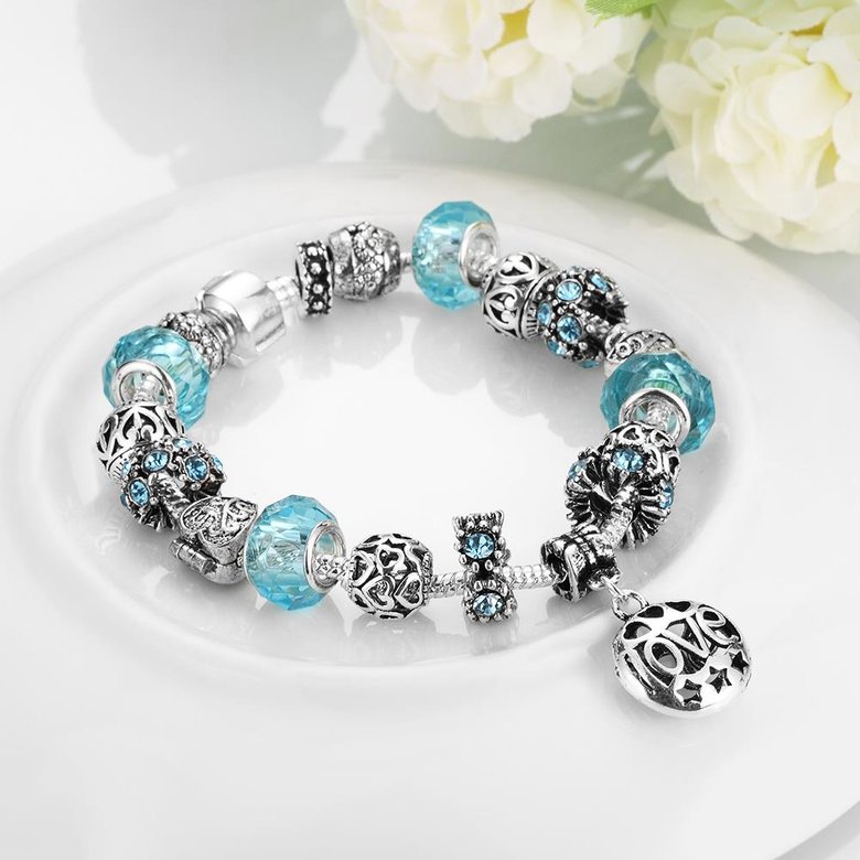 Wholesale Vintage Silver Round Rhinestone Bracelet TGBB002 3