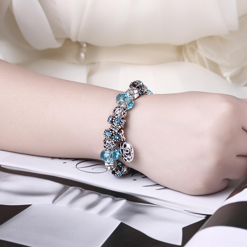 Wholesale Vintage Silver Round Rhinestone Bracelet TGBB002 6