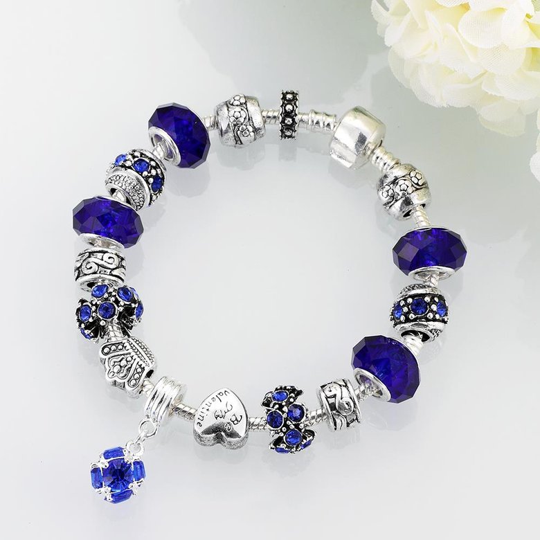 Wholesale Vintage Silver Round Rhinestone Bracelet TGBB021 1