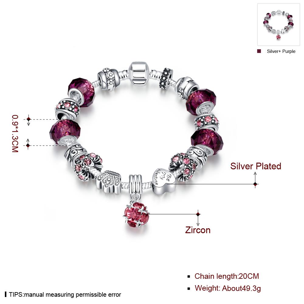 Wholesale Vintage Silver Round Rhinestone Bracelet TGBB021 7