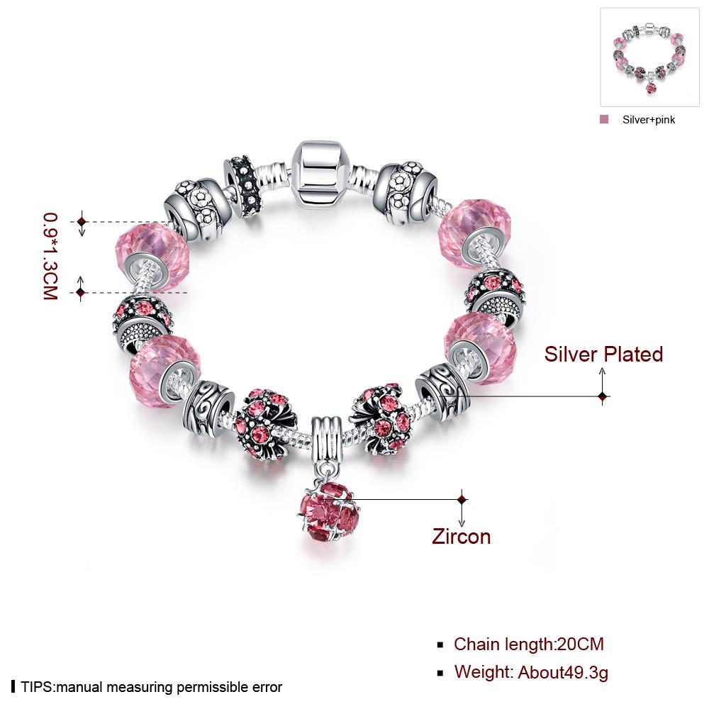 Wholesale Vintage Silver Round Rhinestone Bracelet TGBB021 8