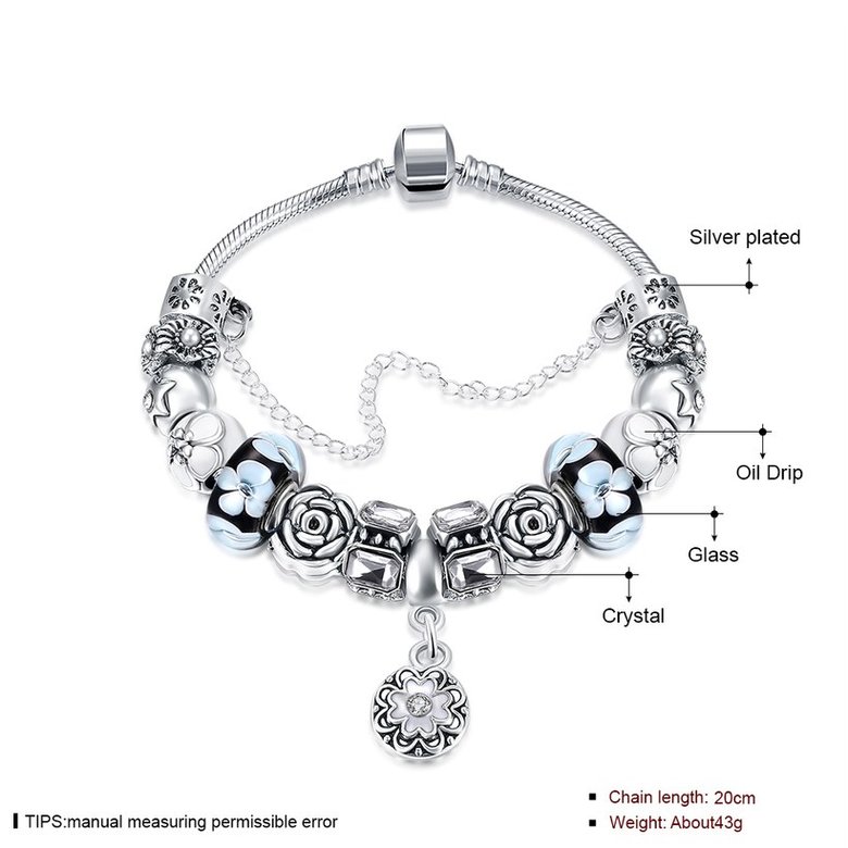 Wholesale Casual/Sporty Silver Plant Multicolor Crystal Bracelet TGBB024 0