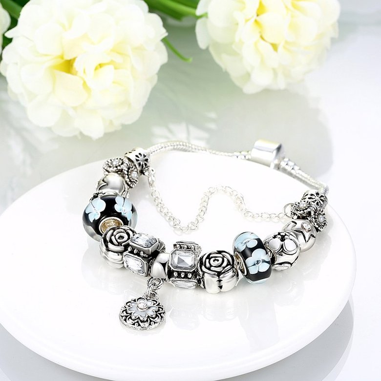 Wholesale Casual/Sporty Silver Plant Multicolor Crystal Bracelet TGBB024 1